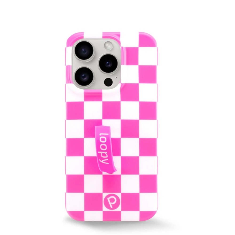 Loopy Case Pink and White Checkered Phone Case